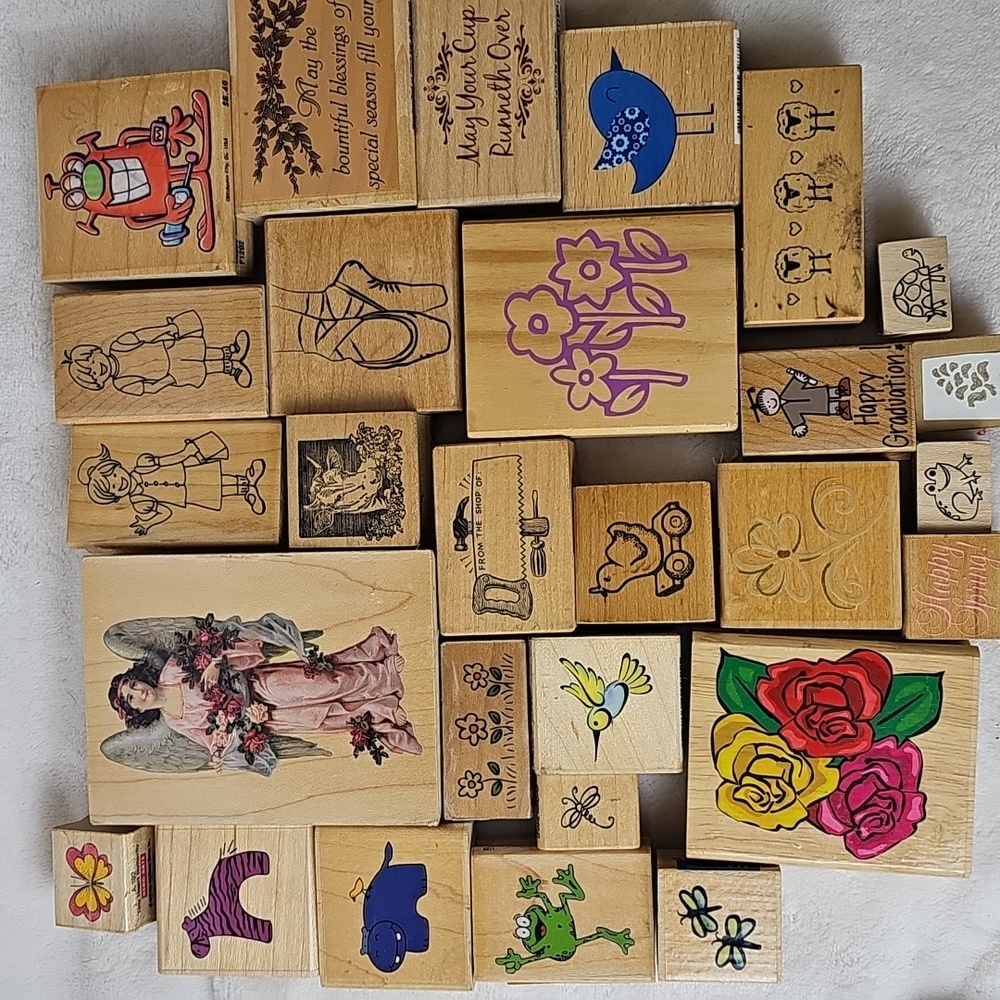 Rubber Stamps Mixed Themed Pre-Owned Lot of 28